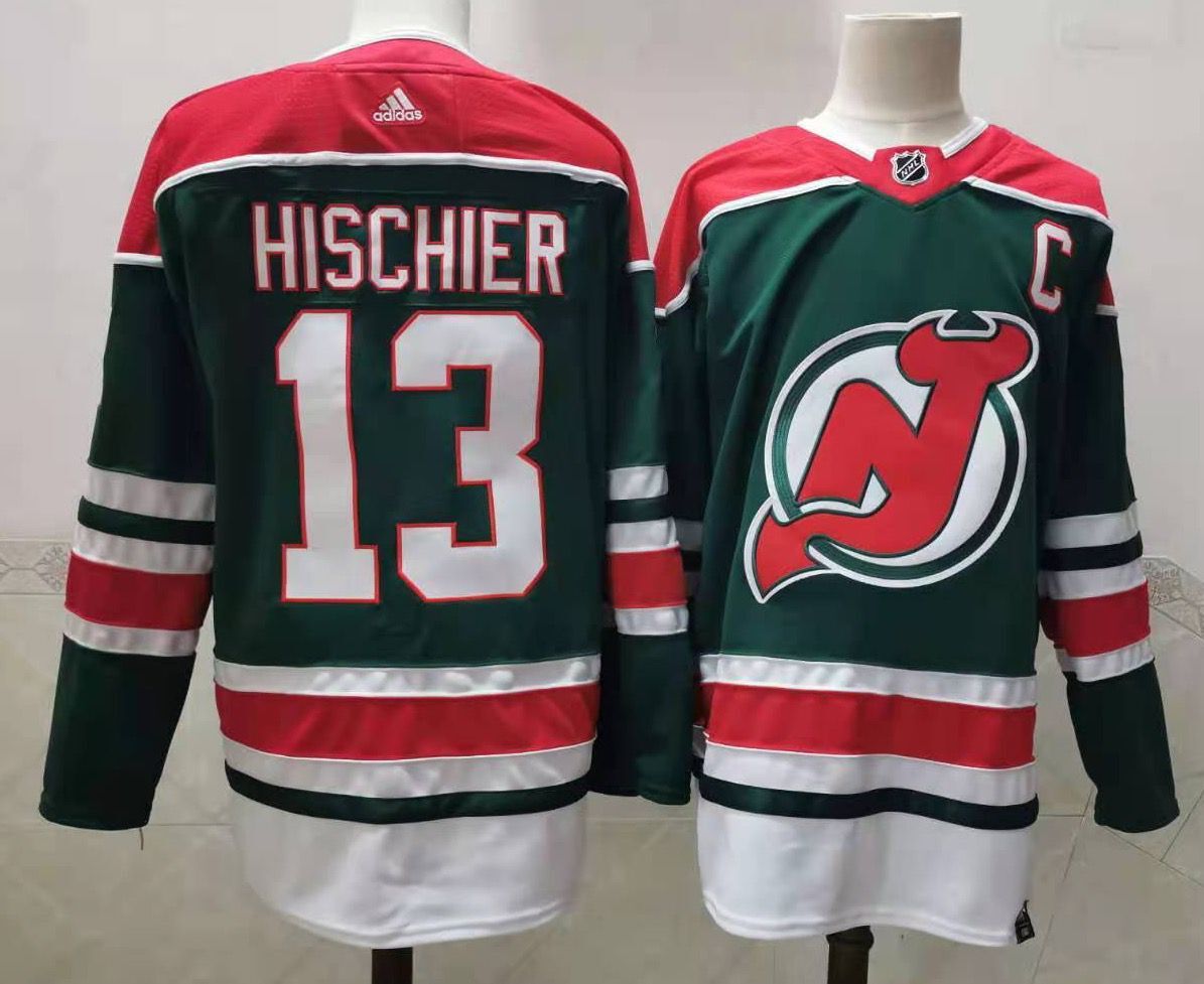 Men's New Jersey Devils Nico Hischier #13 Green Jersey